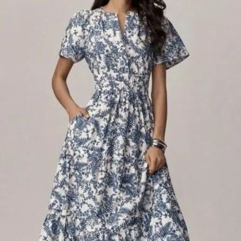 070 - Anthropologie Somerset Maxi in blue toile